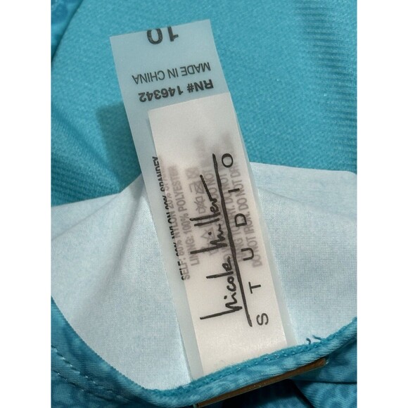 NEW - Nicole Miller Multi Teal Beach‎ Boho 1 piece double strap Swimsuit Size 10 - Picture 9 of 10